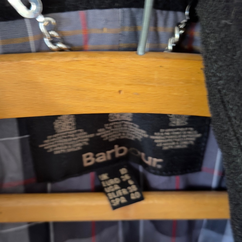 100% Wool Barbour Navy and Gray Plaid Lined Jacket with Label Detail - Picture 14 of 16